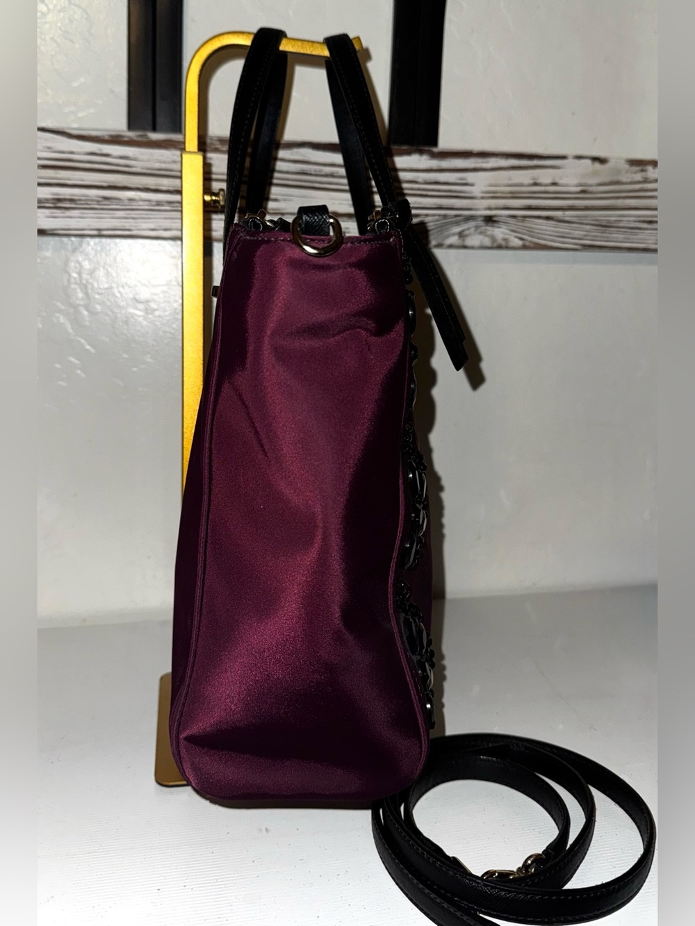 Kate Spade New York Wilson Road Embellished Alyse Bag Purse Plum Black - EUC - Picture 13 of 16